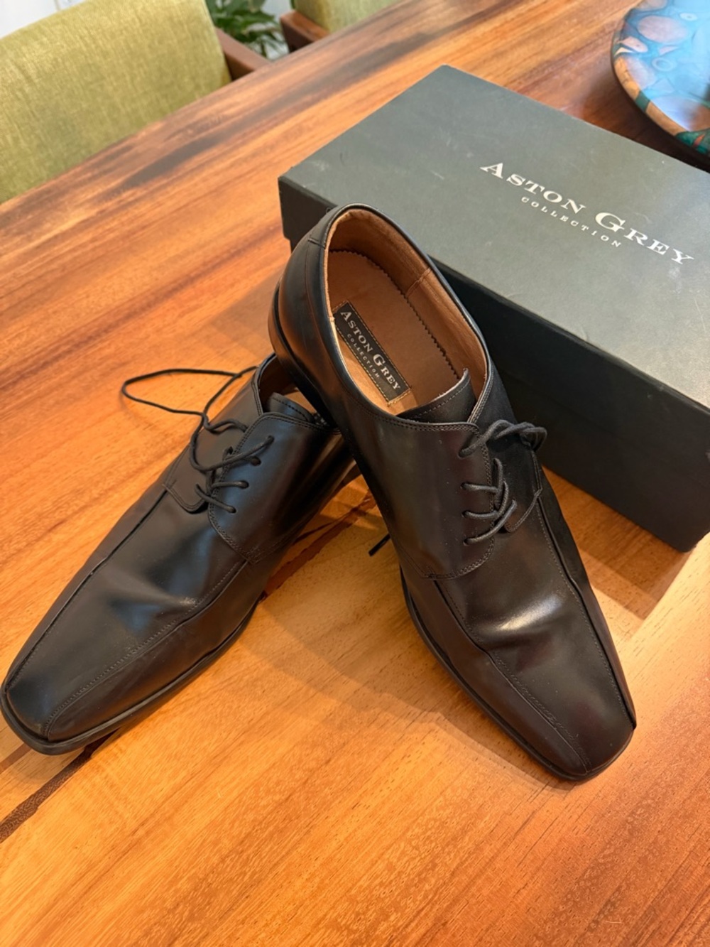 Aston Grey Men's Black Leather Dress Shoes -13